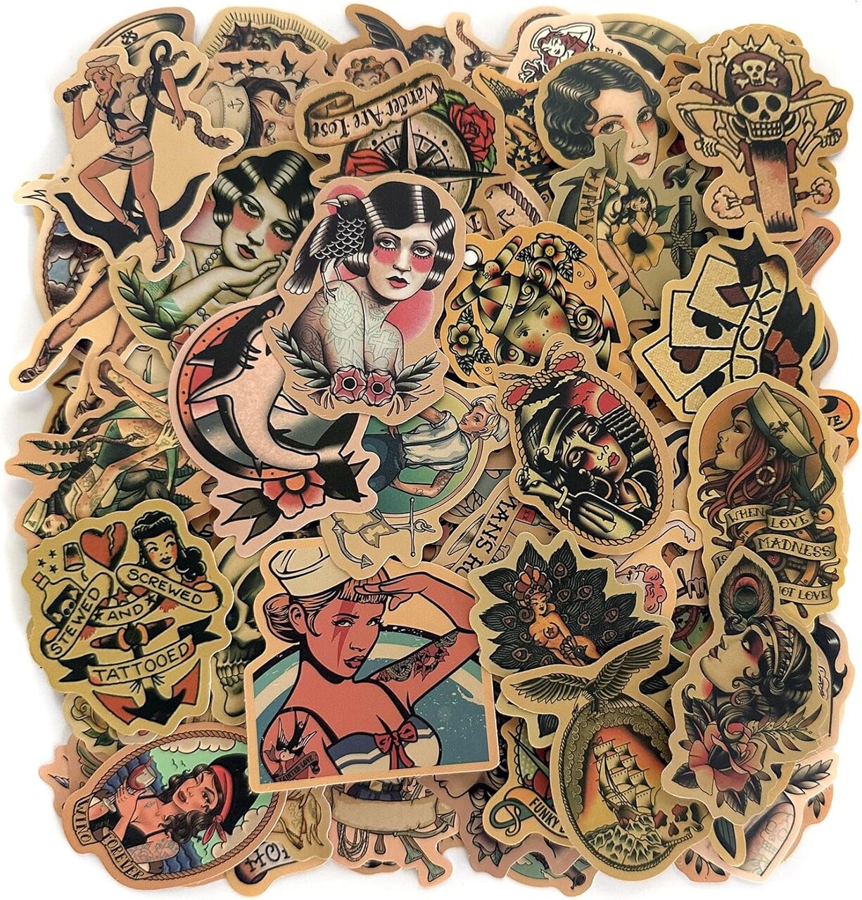 100pcs Waterproof Vintage Stickers for Scrapbooking (100pcs Vintage Stickers) 3.94 x 2.36 x 2.36 inches
